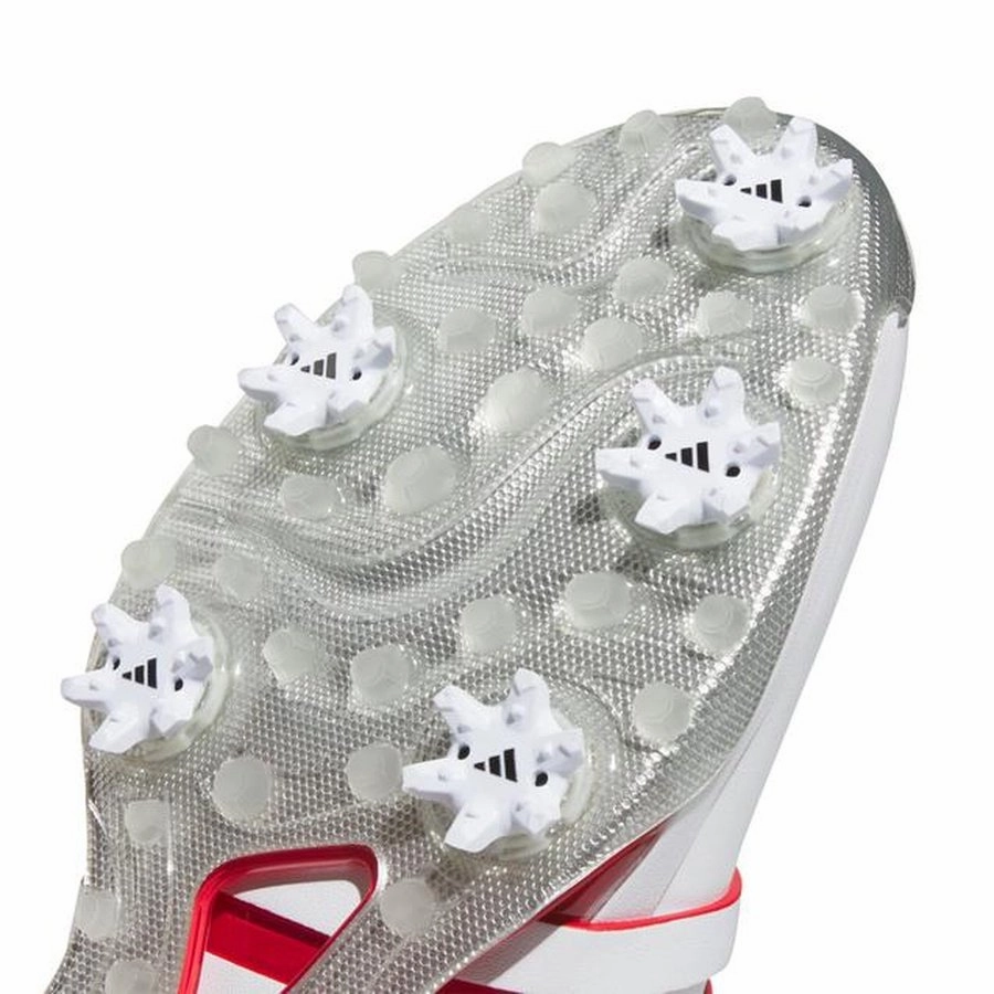 Adidas Tour360 24 Golf Shoes - White/Red Classic Men's Spiked Golf Shoes