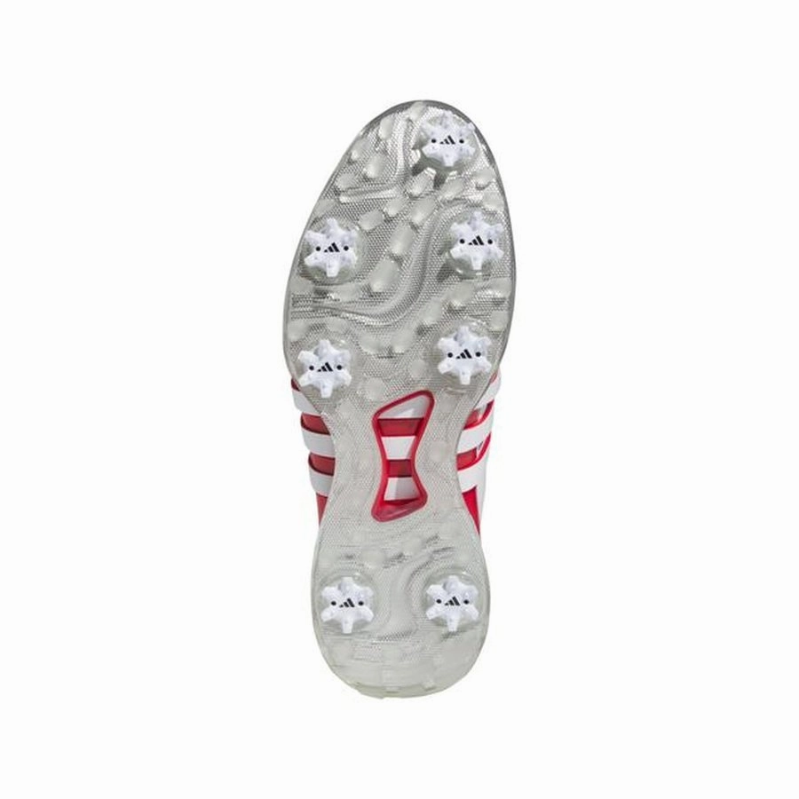 Adidas Tour360 24 Golf Shoes - White/Red Classic Men's Spiked Golf Shoes