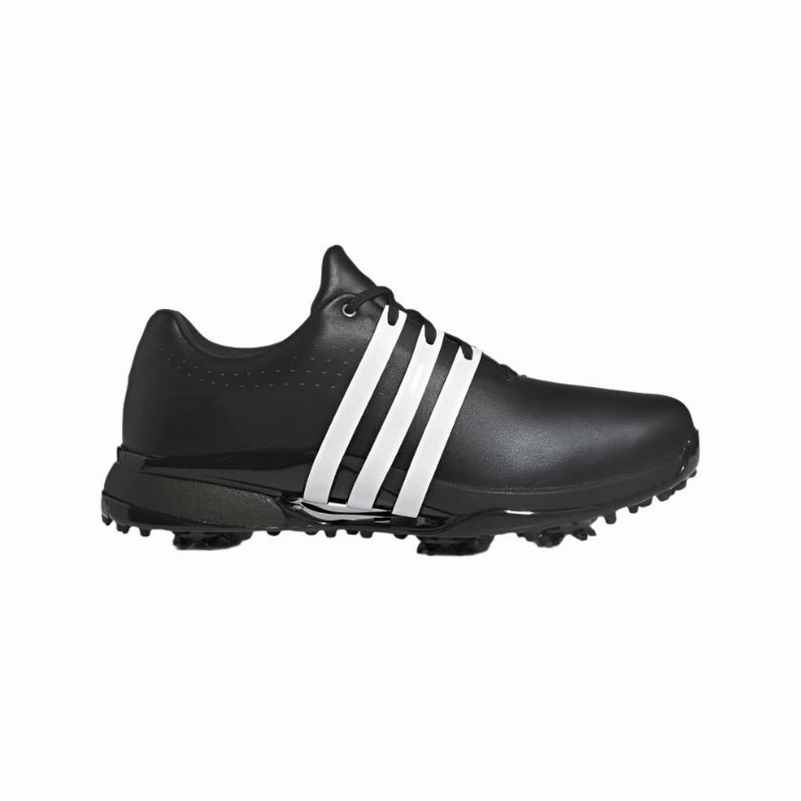 Adidas Tour360 24 Wide Golf Shoes - Black/White Classic men's spiked golf shoes