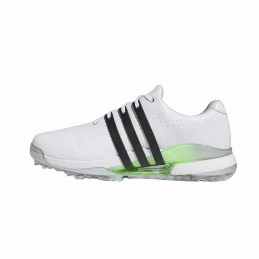 Adidas Tour360 24 Wide Golf Shoes - White/Green Classic Men's Spiked Golf Shoes