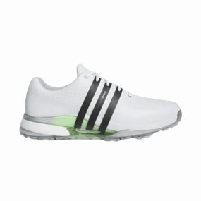 Adidas Tour360 24 Wide Golf Shoes - White/Green Classic men's spiked golf shoes