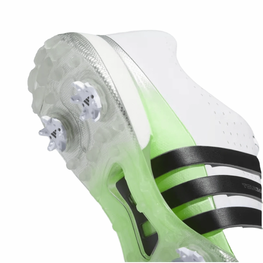 Adidas Tour360 24 Wide Golf Shoes - White/Green Classic Men's Spiked Golf Shoes