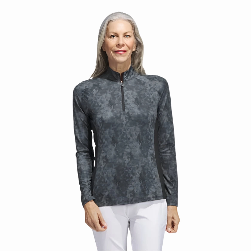 Adidas Women's Essentials Long Sleeve Printed Mock Polo Shirt Adidas Women's Clothing