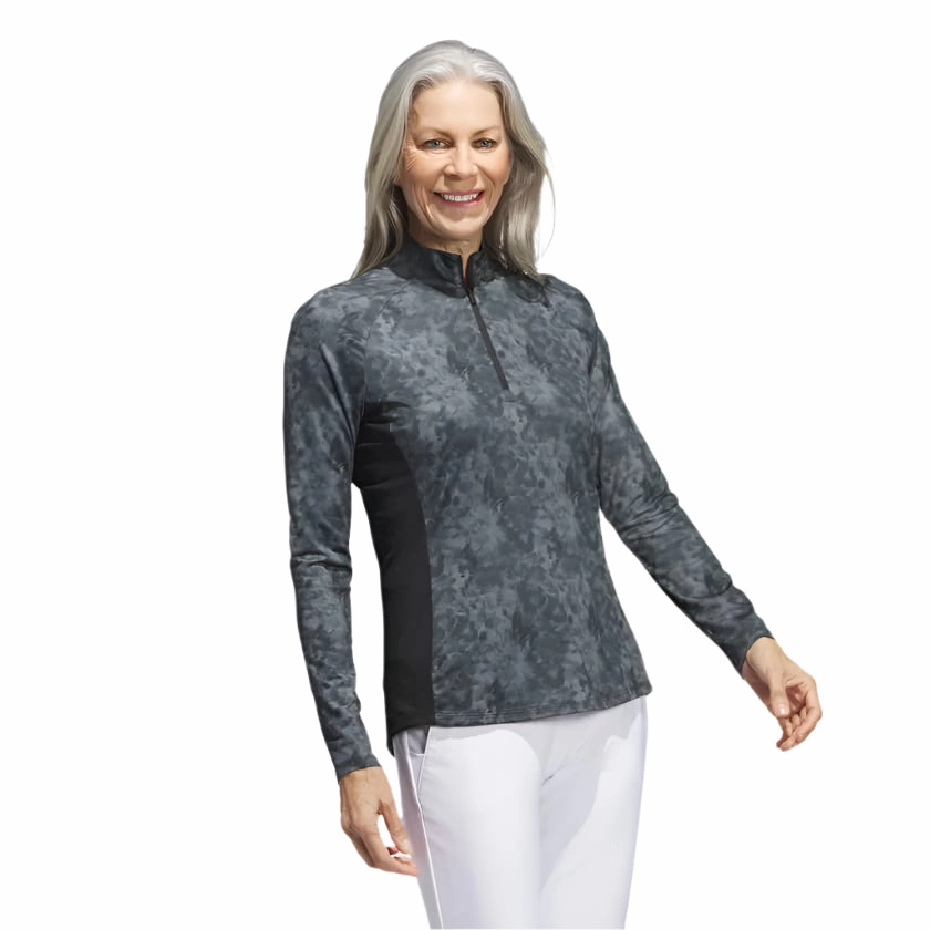 Adidas Women's Essentials Long Sleeve Printed Mock Polo Shirt Adidas Women's Clothing