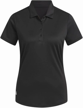Adidas Women's Solid Performance Short Sleeve Polo Shirt - Black Adidas women's athletic clothing