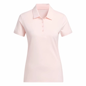 Adidas Women's Solid Performance Short Sleeve Polo Shirt - Sandy Pink Adidas women's athletic clothing