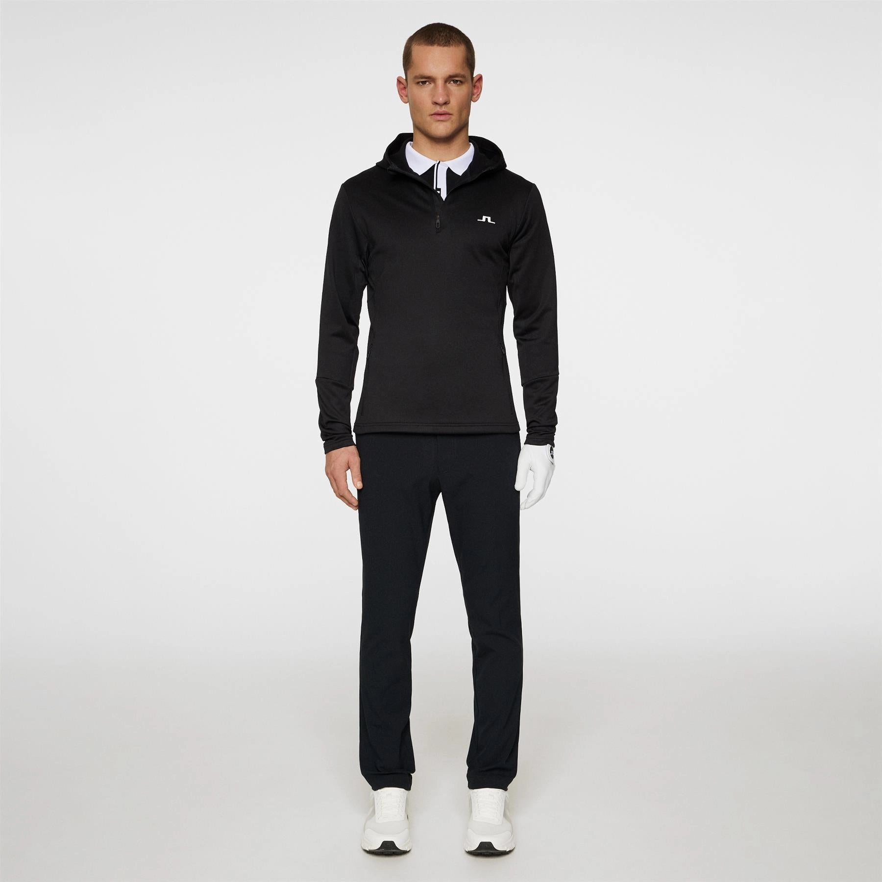Aerial Quarter Zip Hoodie Black J.Lindeberg Golfwear for Men