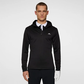 Aerial Quarter Zip Hoodie Black Premium J.Lindeberg menswear