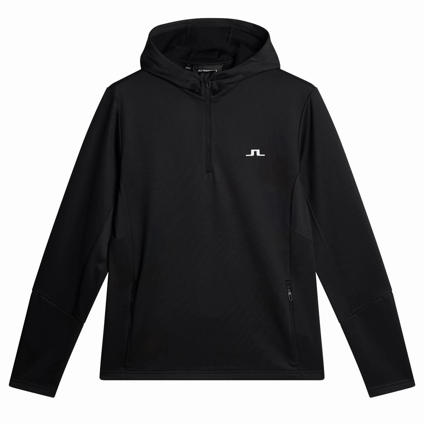 Aerial Quarter Zip Hoodie Black J.Lindeberg Golfwear for Men