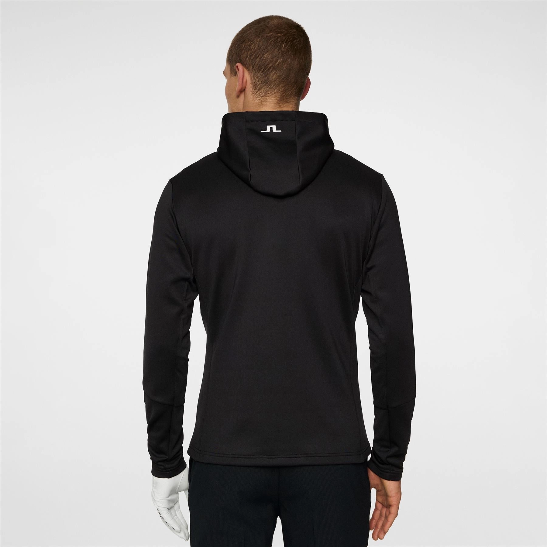 Aerial Quarter Zip Hoodie Black J.Lindeberg Golfwear for Men