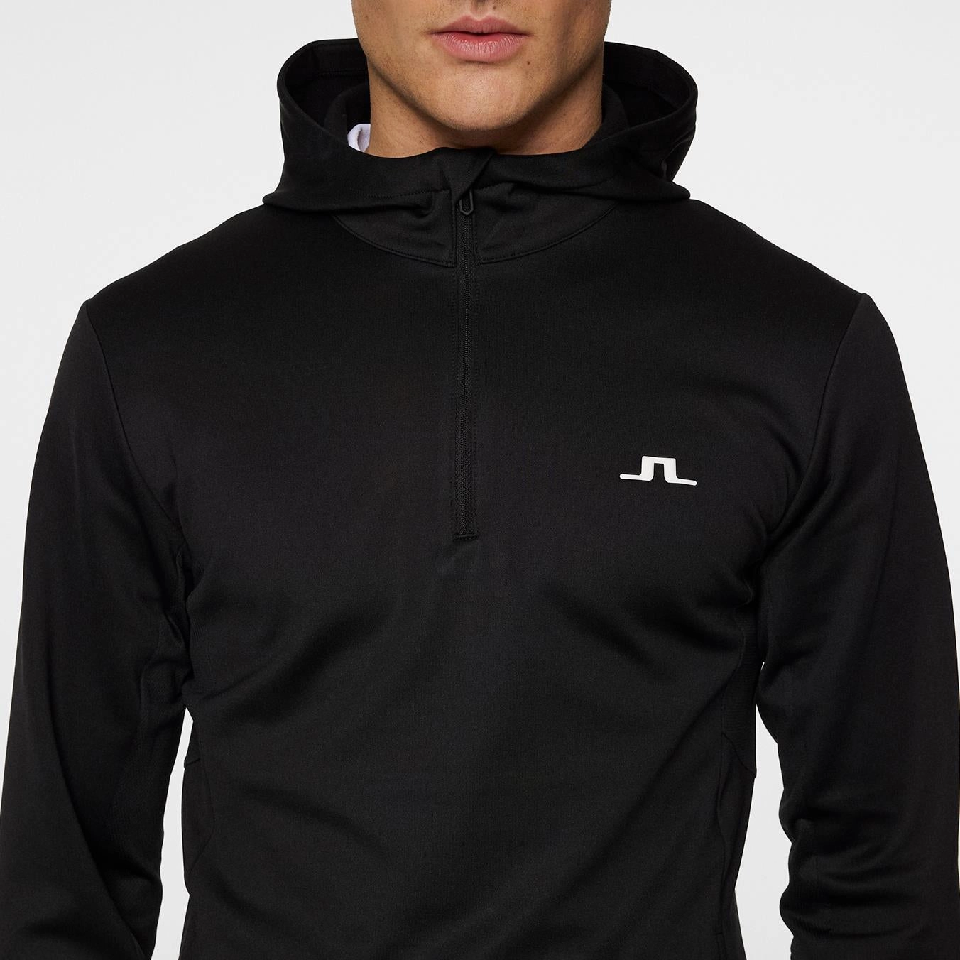 Aerial Quarter Zip Hoodie Black J.Lindeberg Golfwear for Men