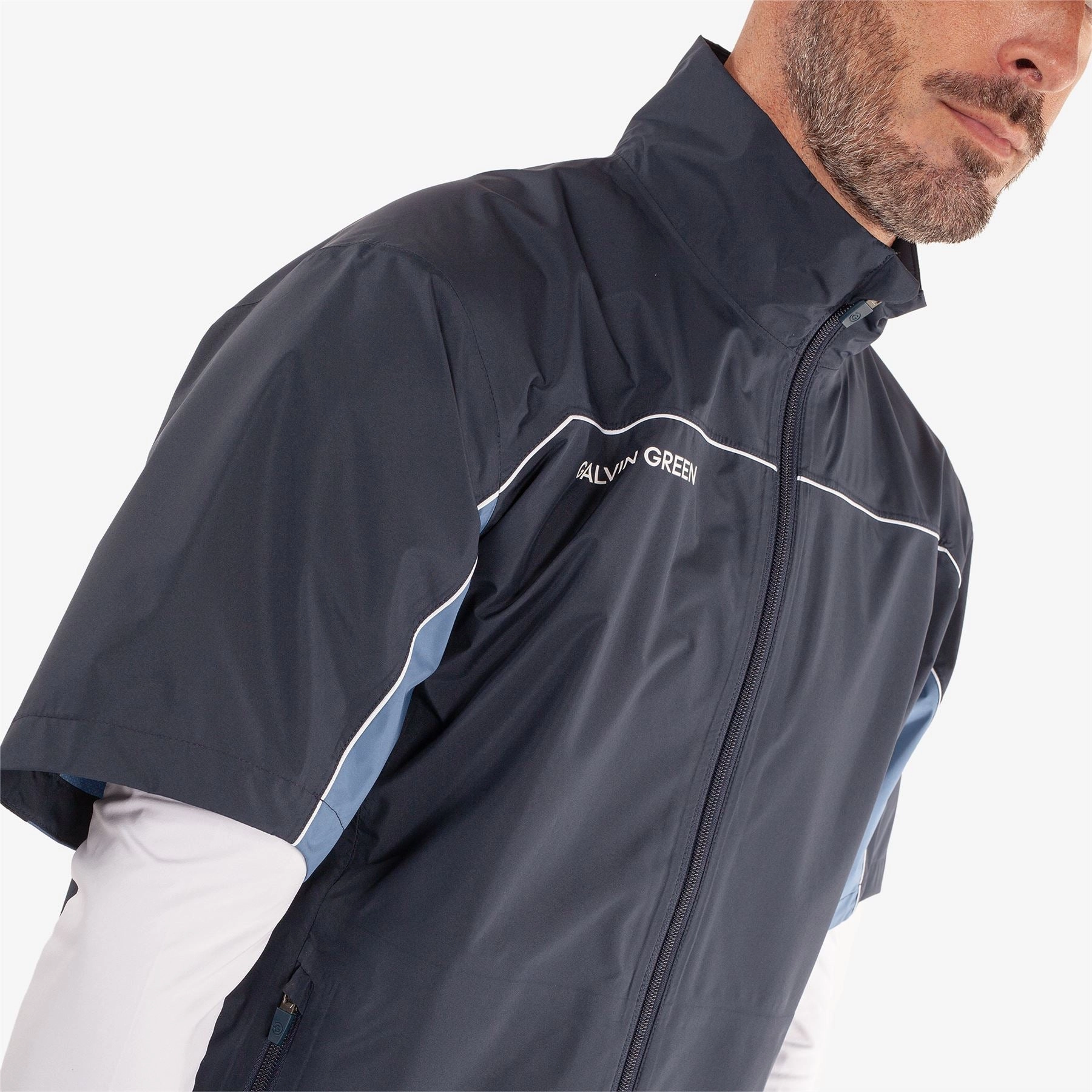 Air PERTEX SS Waterproof Jacket Navy/Moonlight Blue Galvin Green Men's Apparel
