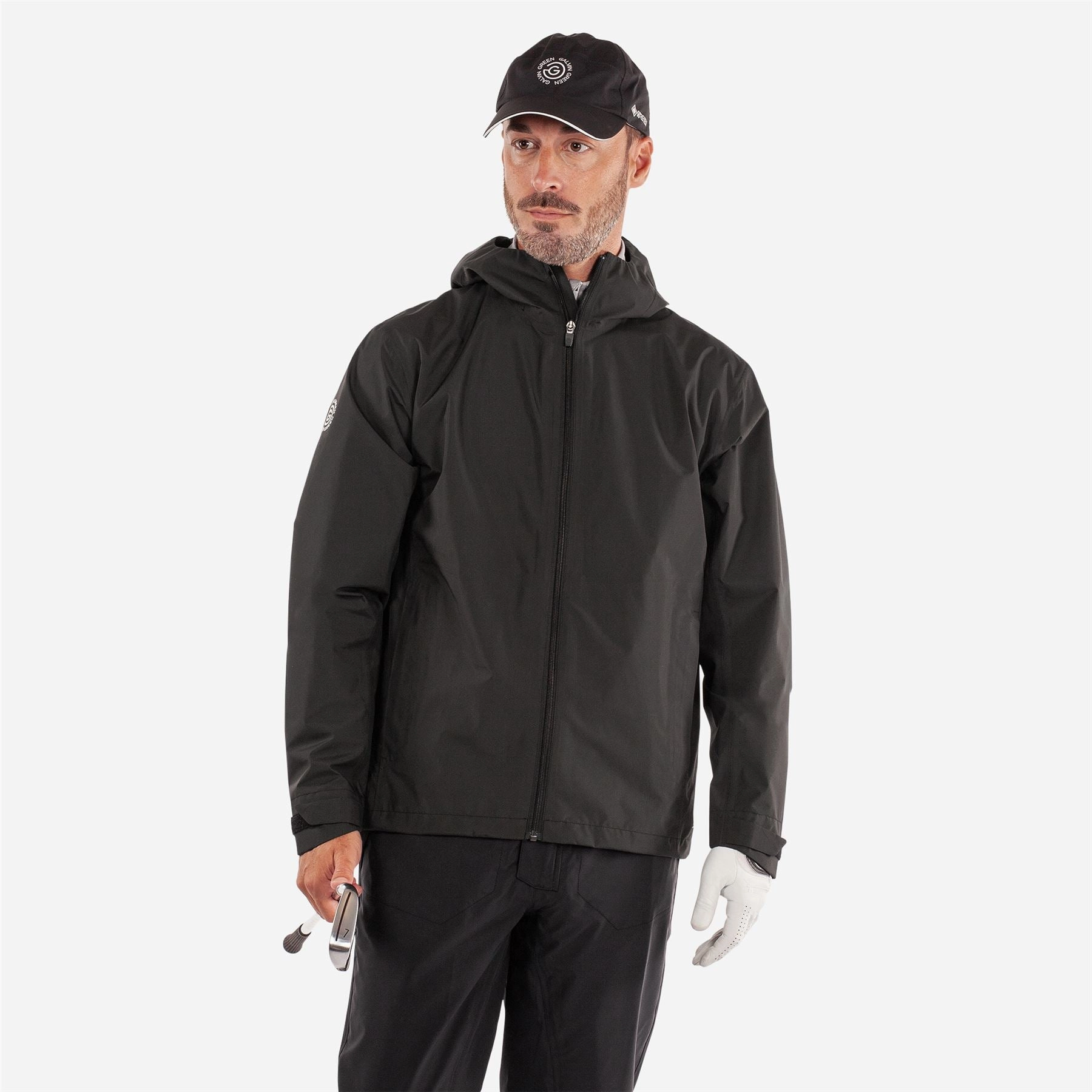 Akron PERTEX Waterproof Jacket Black Galvin Green men's golf outerwear