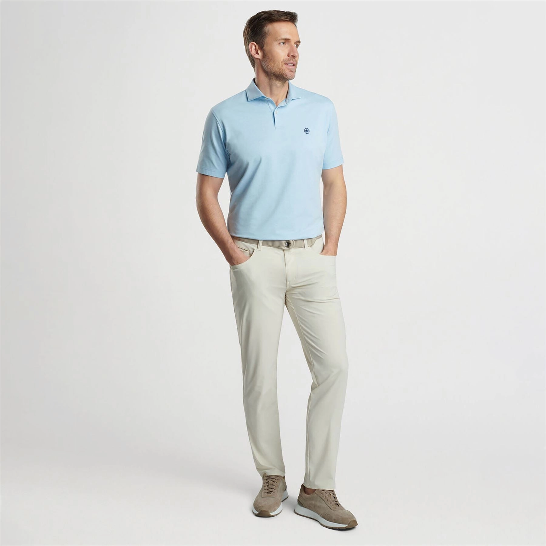 Albatross Cotton Blend Pique Polo Blue Frost Peter Millar Menswear Collection