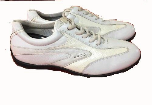 Ankle Support Sneakers All Terrain Ecco White Leather Hydromax Soft Spiked Shoes Arch Support Shoes Shock Absorbent Shoes