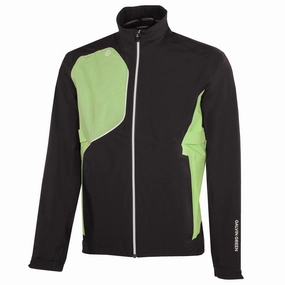 Ames PERTEX Waterproof Jacket Black/Fresh Green Galvin Green men's golf outerwear