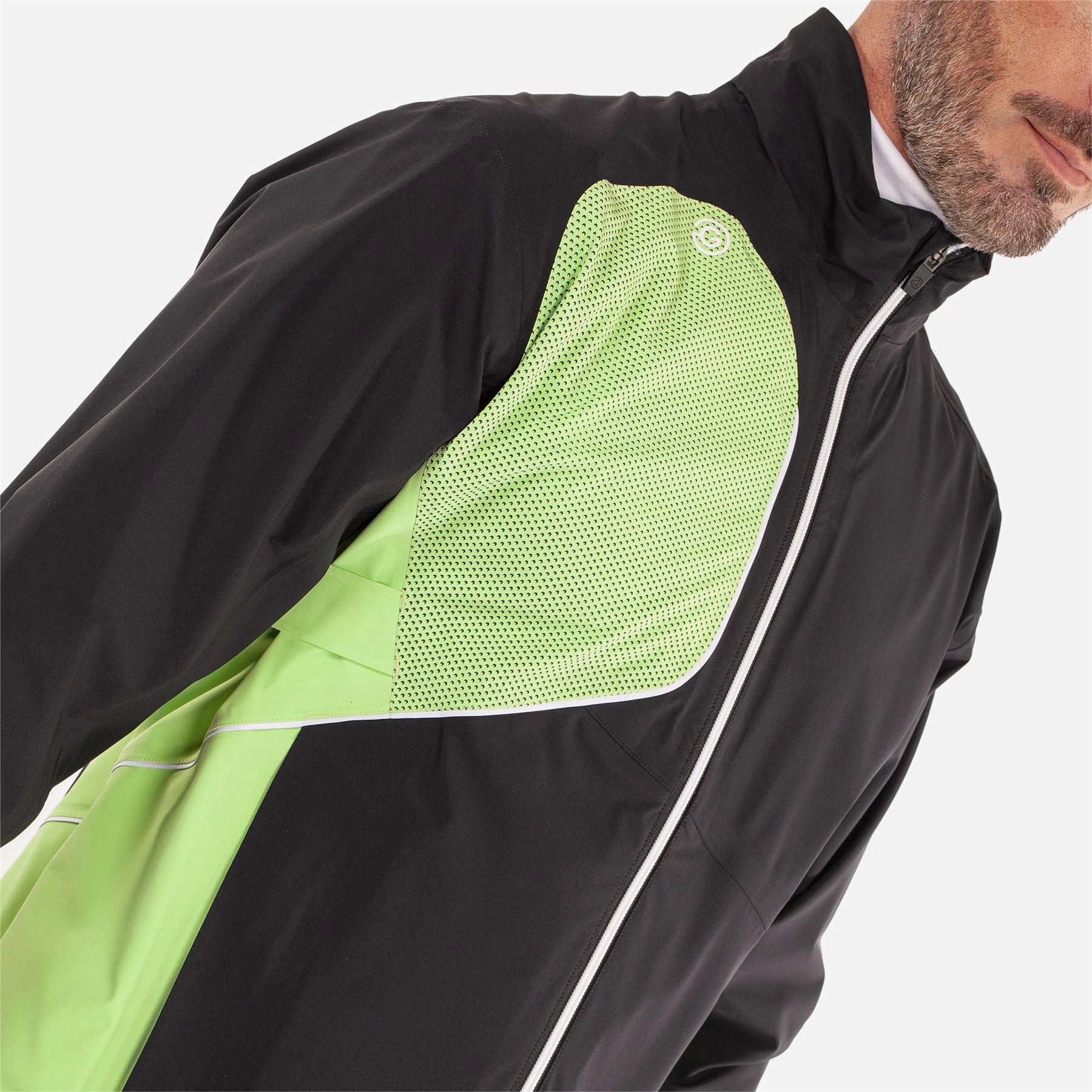 Ames PERTEX Waterproof Jacket Black/Fresh Green Galvin Green Men's Apparel