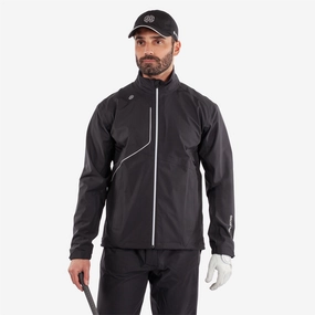 Ames PERTEX Waterproof Jacket Black/White Galvin Green men's golf outerwear