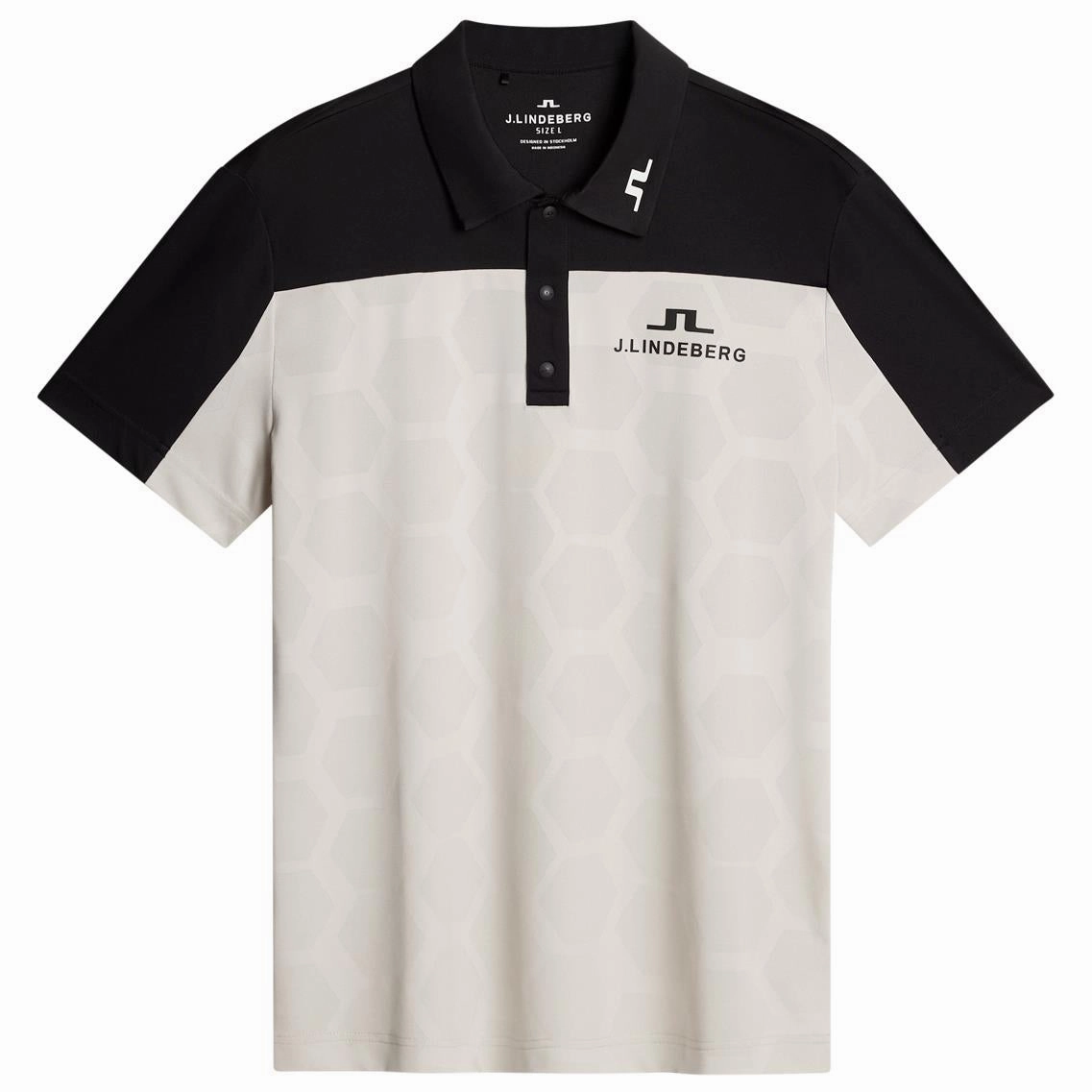 Anders Tour Mesh Slim Fit Polo Black J.Lindeberg Golfwear for Men