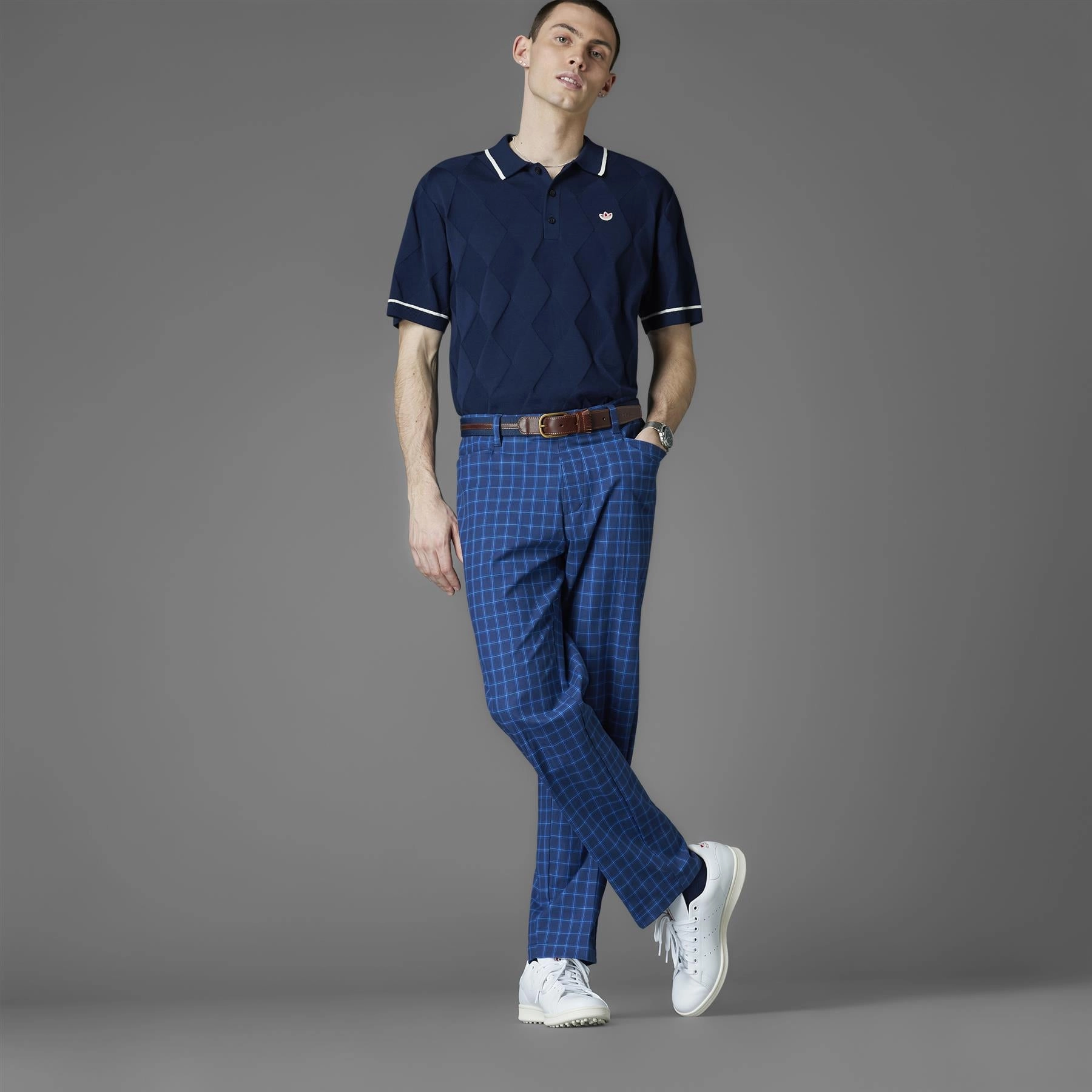 Archive Plaid Trousers Night Indigo/Royal Blue Adidas Men's Apparel