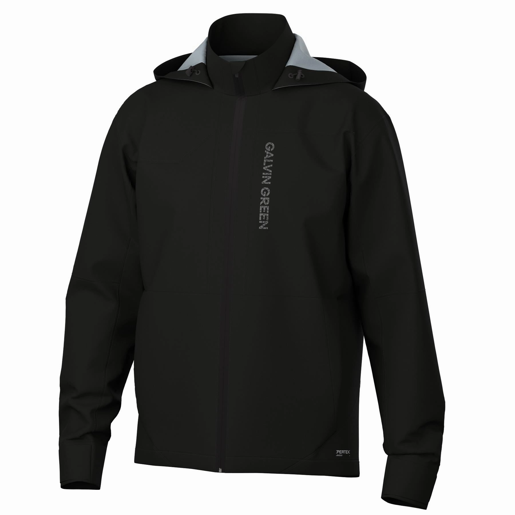 Argus CONCEPT Hooded Waterproof Jacket Black/White Galvin Green men's golf outerwear