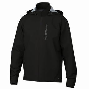 Argus CONCEPT Hooded Waterproof Jacket Black/White Galvin Green men's golf outerwear