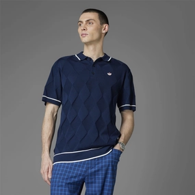Argyle Knit Polo Night Indigo Adidas sportswear for men