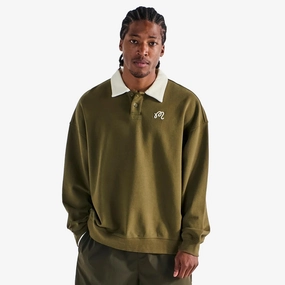 Artigianale Collared Crewneck Cypress Green Malbon mens golf lifestyle wear