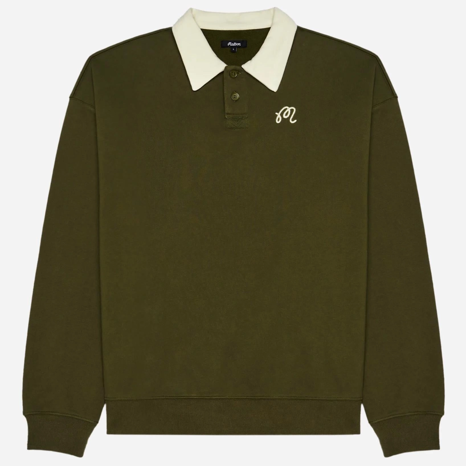 Artigianale Collared Crewneck Cypress Green Malbon Men's Golf Lifestyle Wear