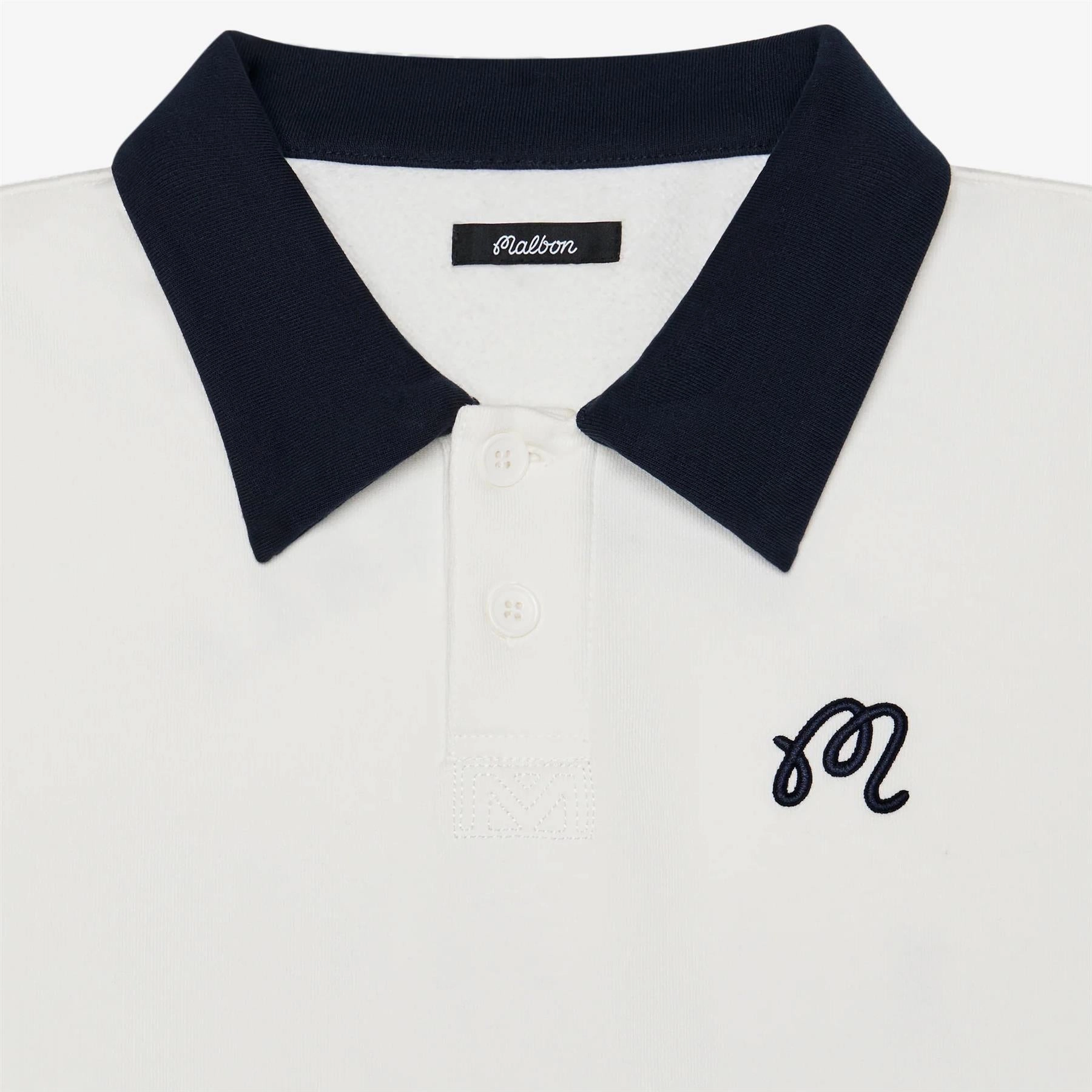 Artigianale Collared Crewneck White Malbon Men's Golf Lifestyle Wear