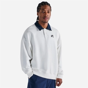 Artigianale Collared Crewneck White Malbon mens golf lifestyle wear