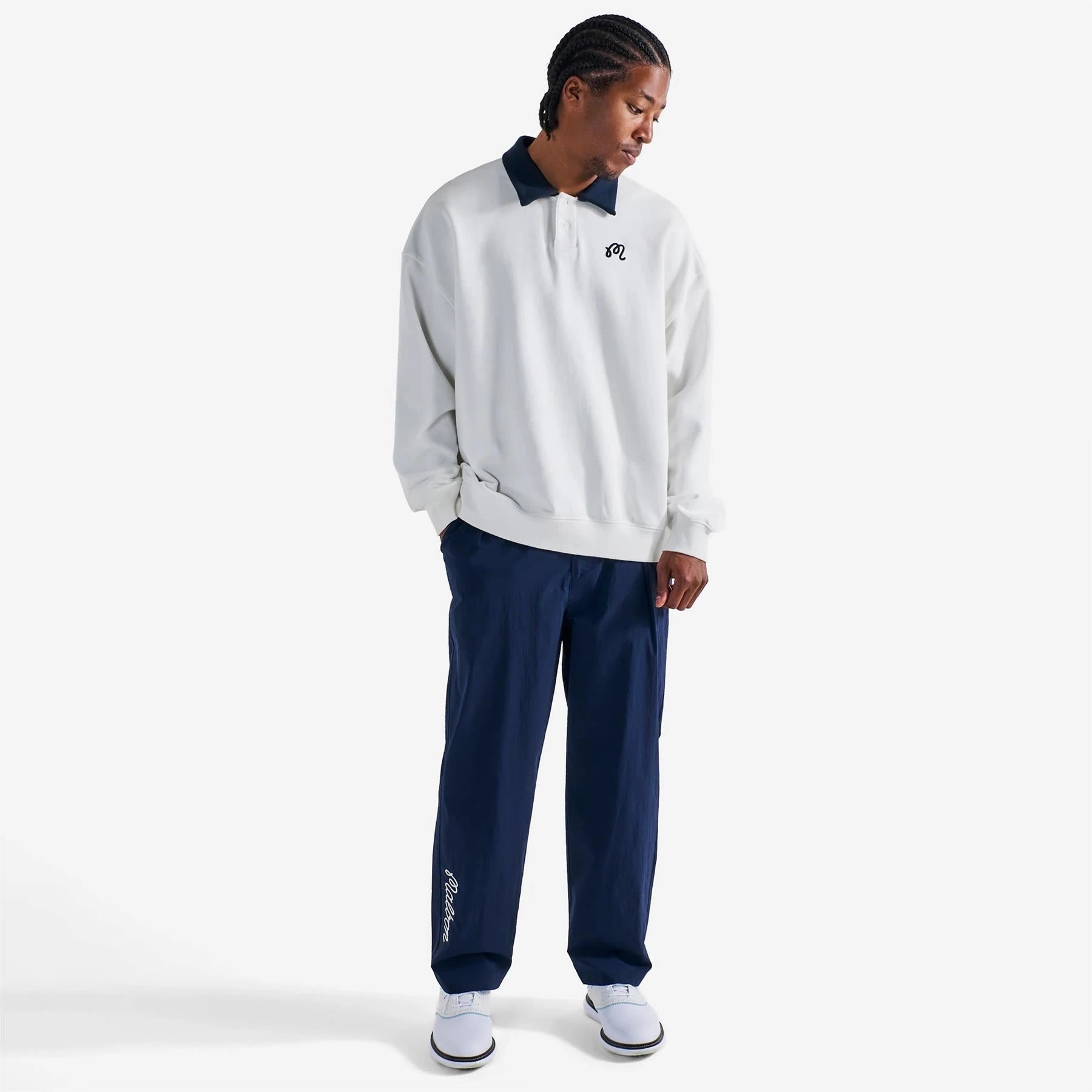 Artigianale Collared Crewneck White Malbon Men's Golf Lifestyle Wear