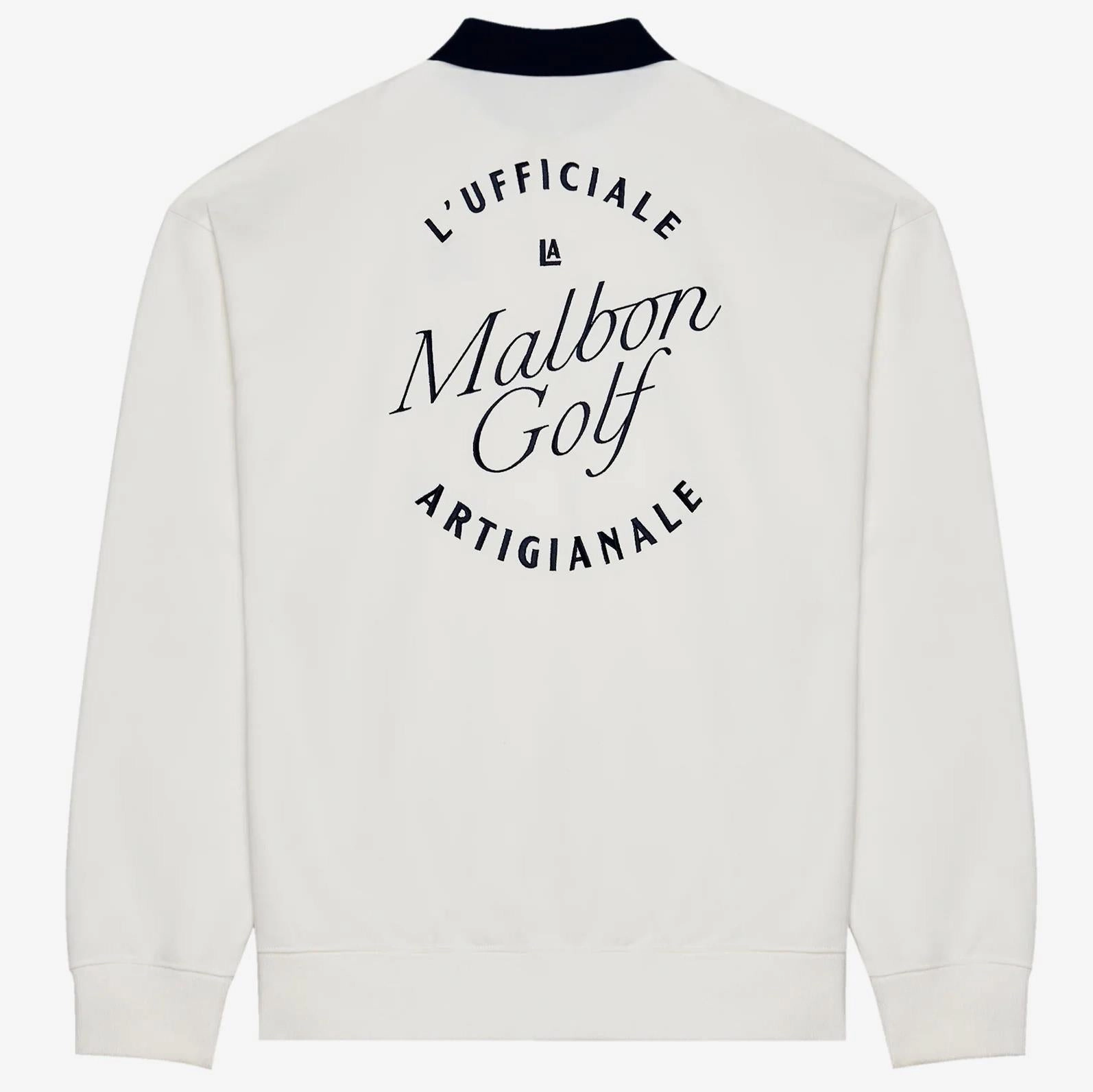 Artigianale Collared Crewneck White Malbon Men's Golf Lifestyle Wear
