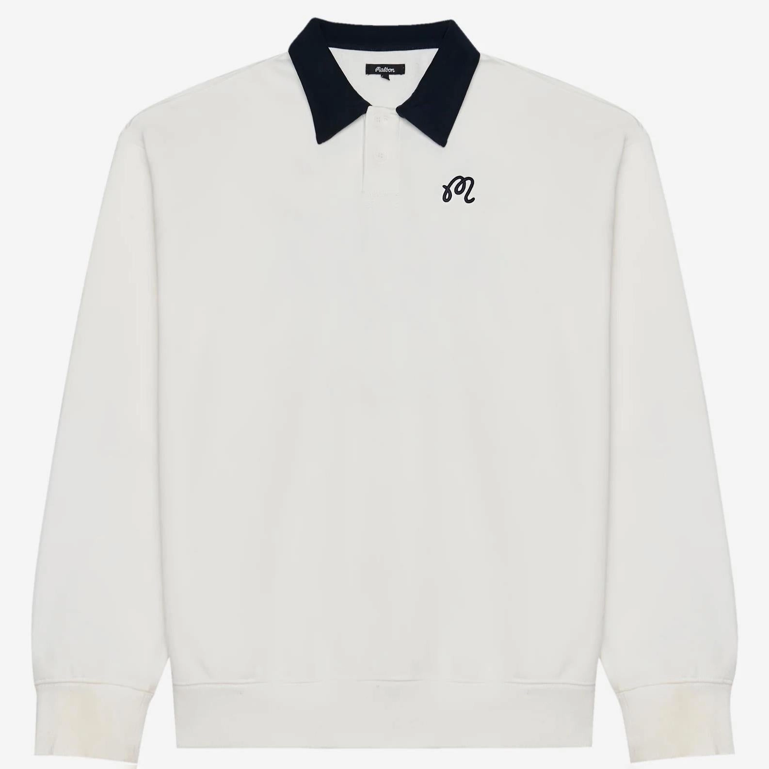 Artigianale Collared Crewneck White Malbon Men's Golf Lifestyle Wear