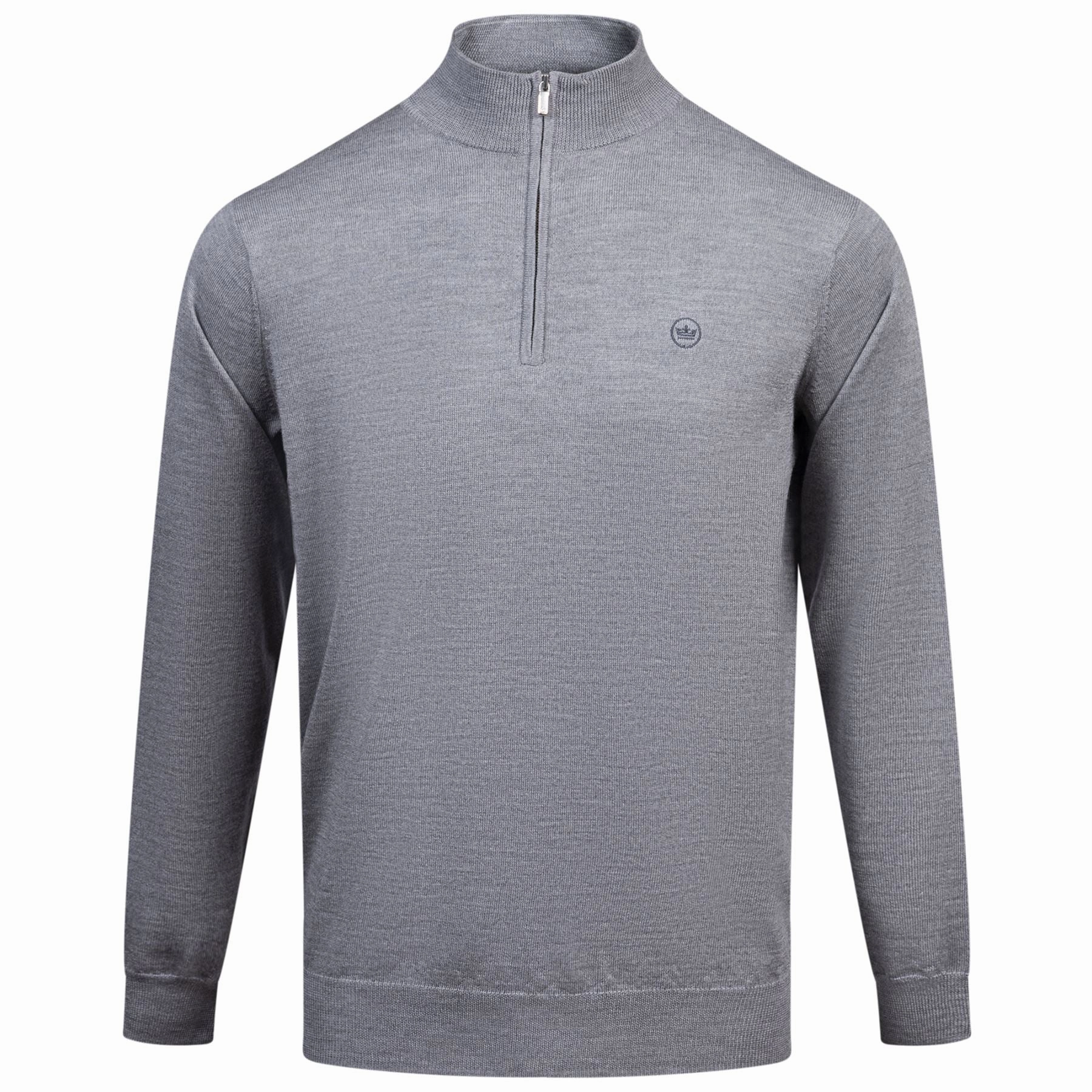 Autumn Crest Quarter Zip Knit British Grey Peter Millar clothing for men