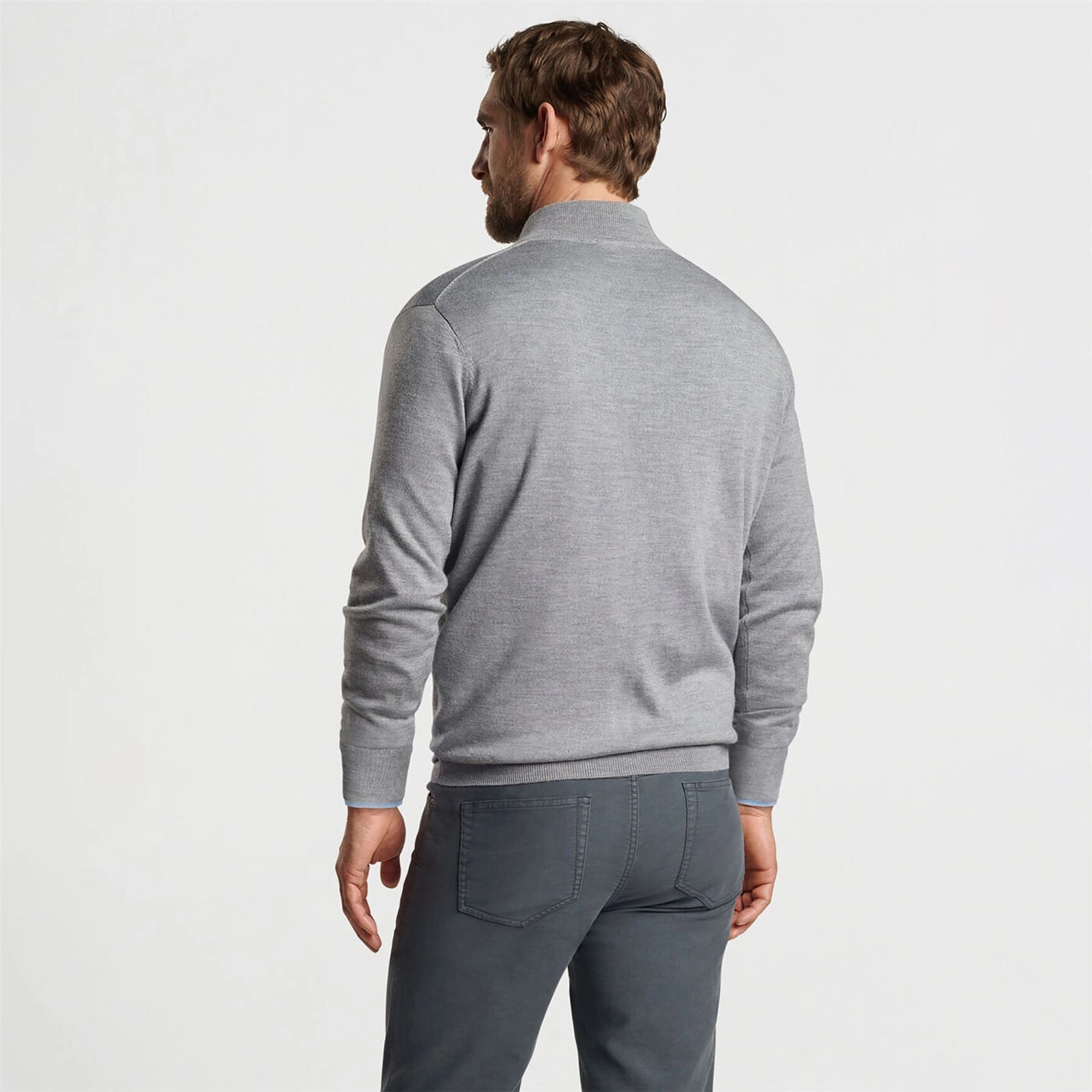 Autumn Crest Quarter Zip Knit British Grey Peter Millar Menswear Collection