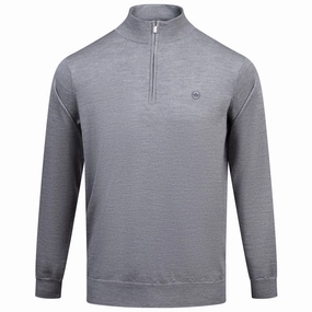 Autumn Crest Quarter Zip Knit British Grey Peter Millar clothing for men
