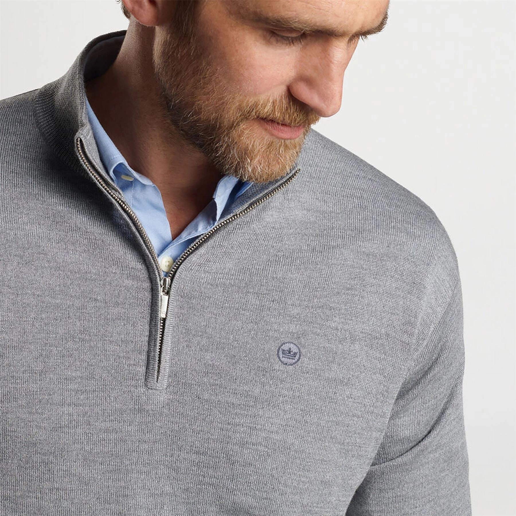 Autumn Crest Quarter Zip Knit British Grey Peter Millar Menswear Collection