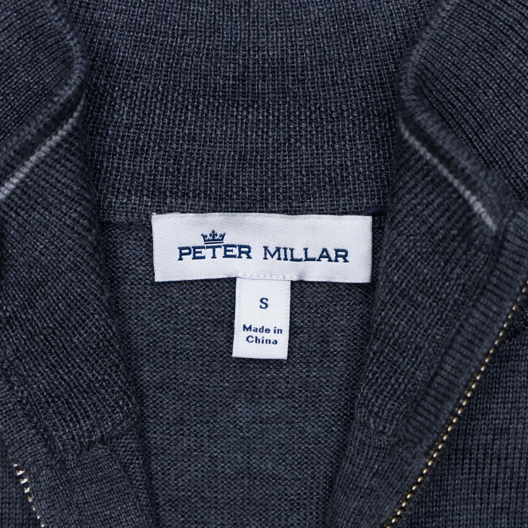 Autumn Crest Quarter Zip Merino Knit Mid Layer Charcoal Peter Millar Menswear Collection