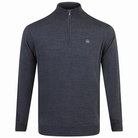 Autumn Crest Quarter Zip Merino Knit Mid Layer Charcoal Peter Millar clothing for men