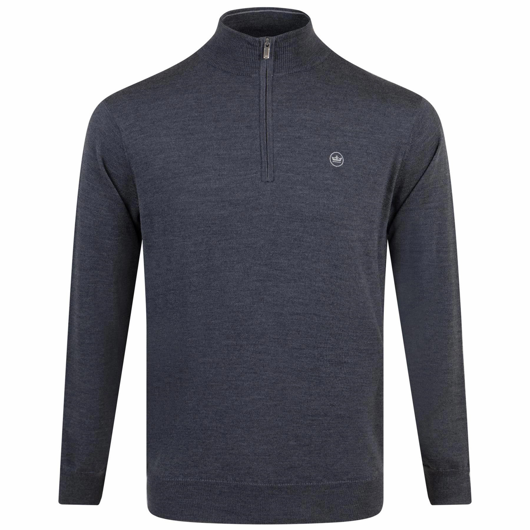 Autumn Crest Quarter Zip Merino Knit Mid Layer Charcoal Peter Millar clothing for men