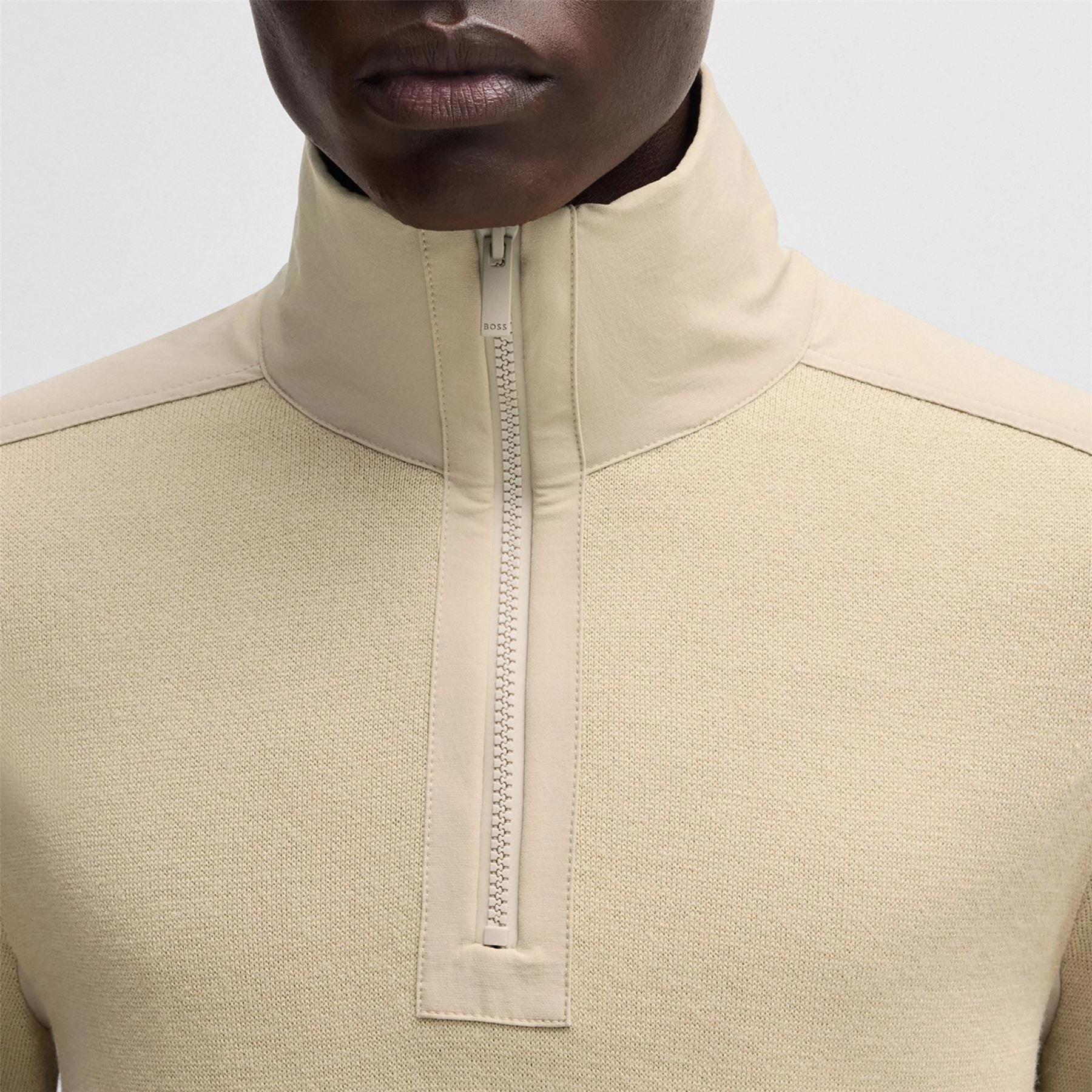 Bart Quarter Zip Sweater Light Beige Boss Men's Fashion