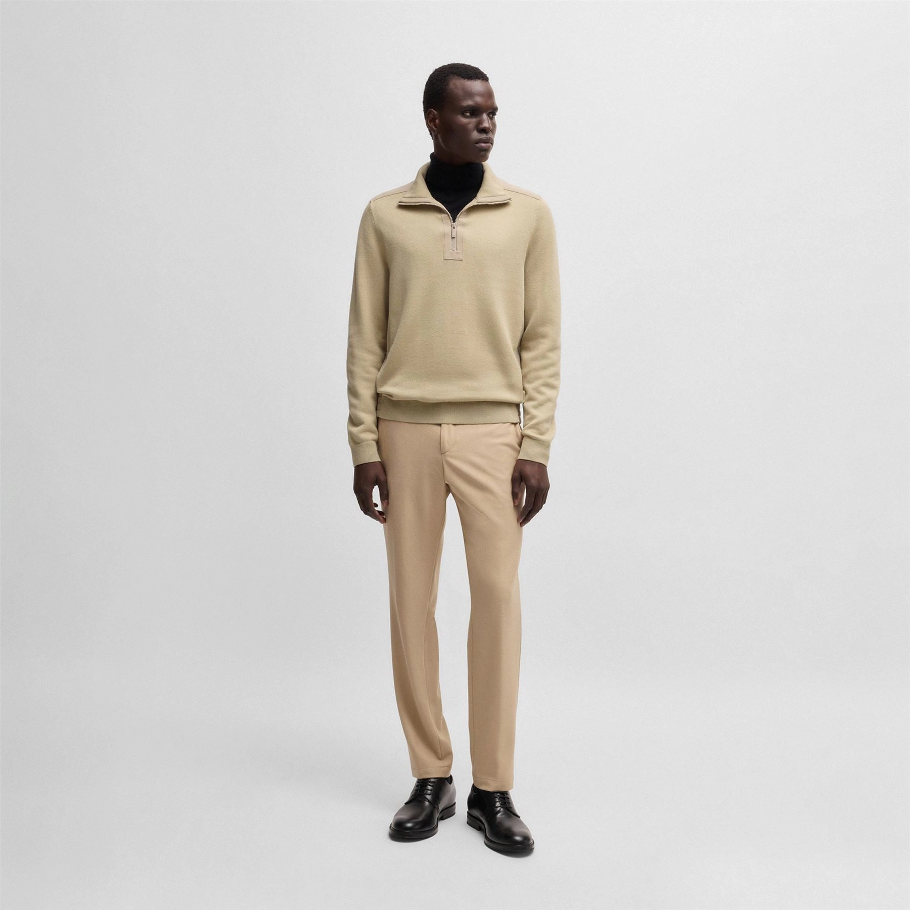 Bart Quarter Zip Sweater Light Beige Boss Men's Fashion