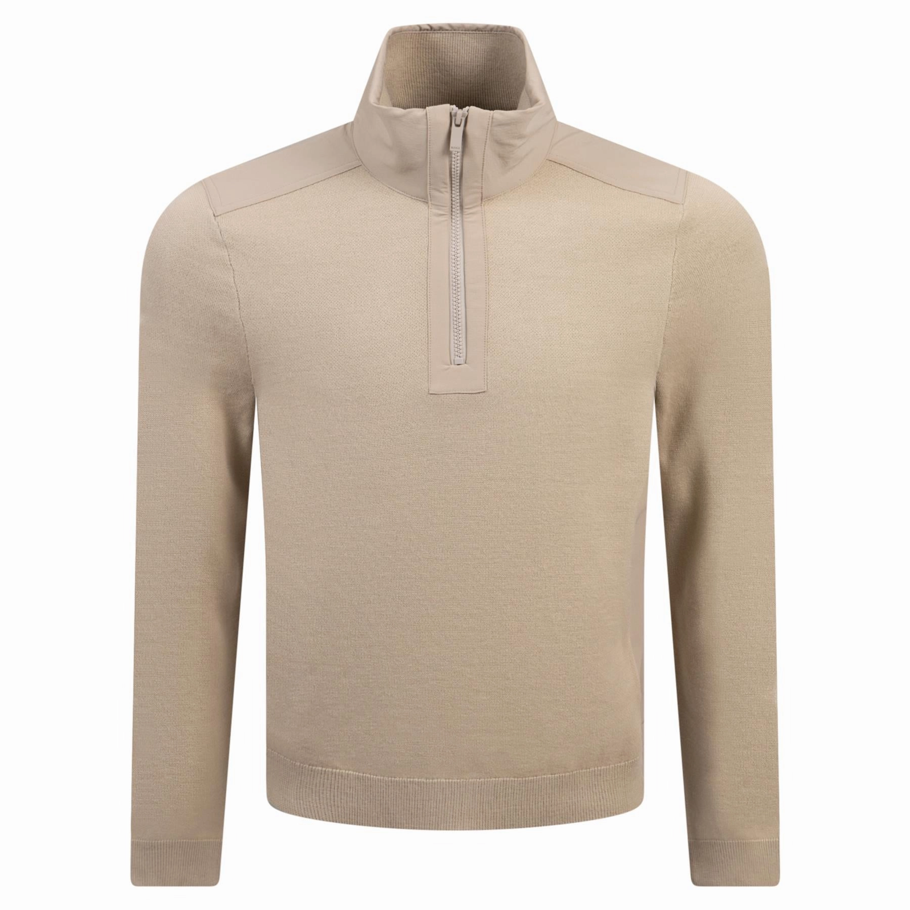 Bart Quarter Zip Sweater Light Beige Boss Men's Fashion