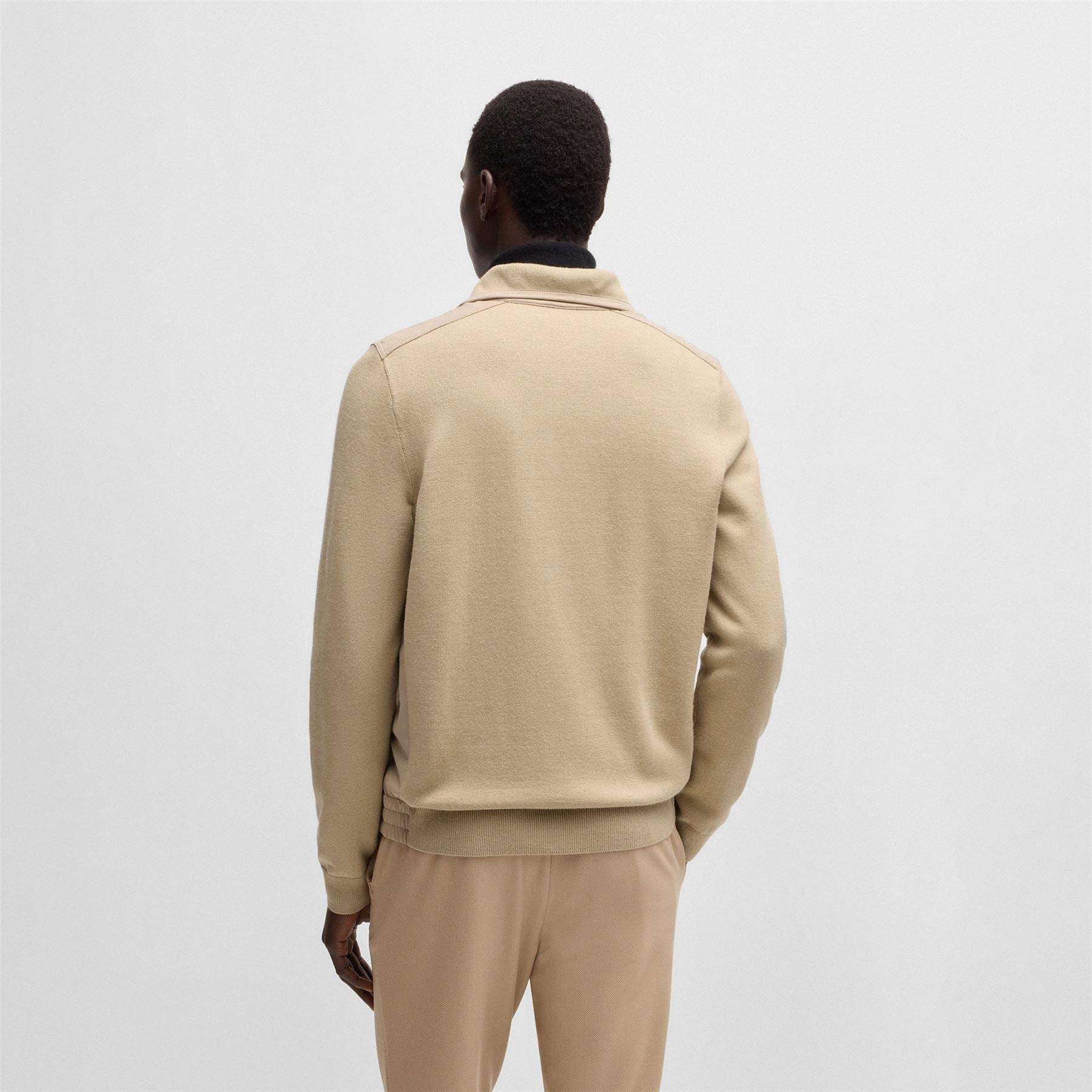 Bart Quarter Zip Sweater Light Beige Boss Men's Fashion