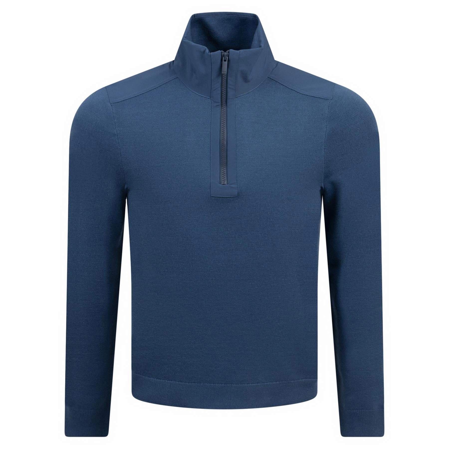 Bart Quarter Zip Sweater Medium Blue Boss men's fashion and office attire