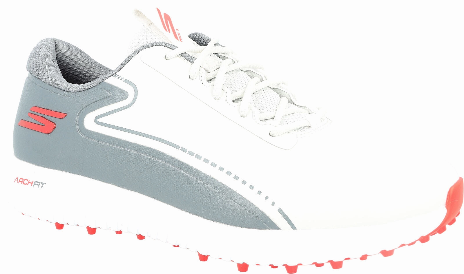 Basic Sport Sneakers Skechers Performance Go Golf Max 3 Shoes 214080 Grey Red Medium Sleek Design Beach Footwear, Breathable Shoes, Stylish Sneakers On White