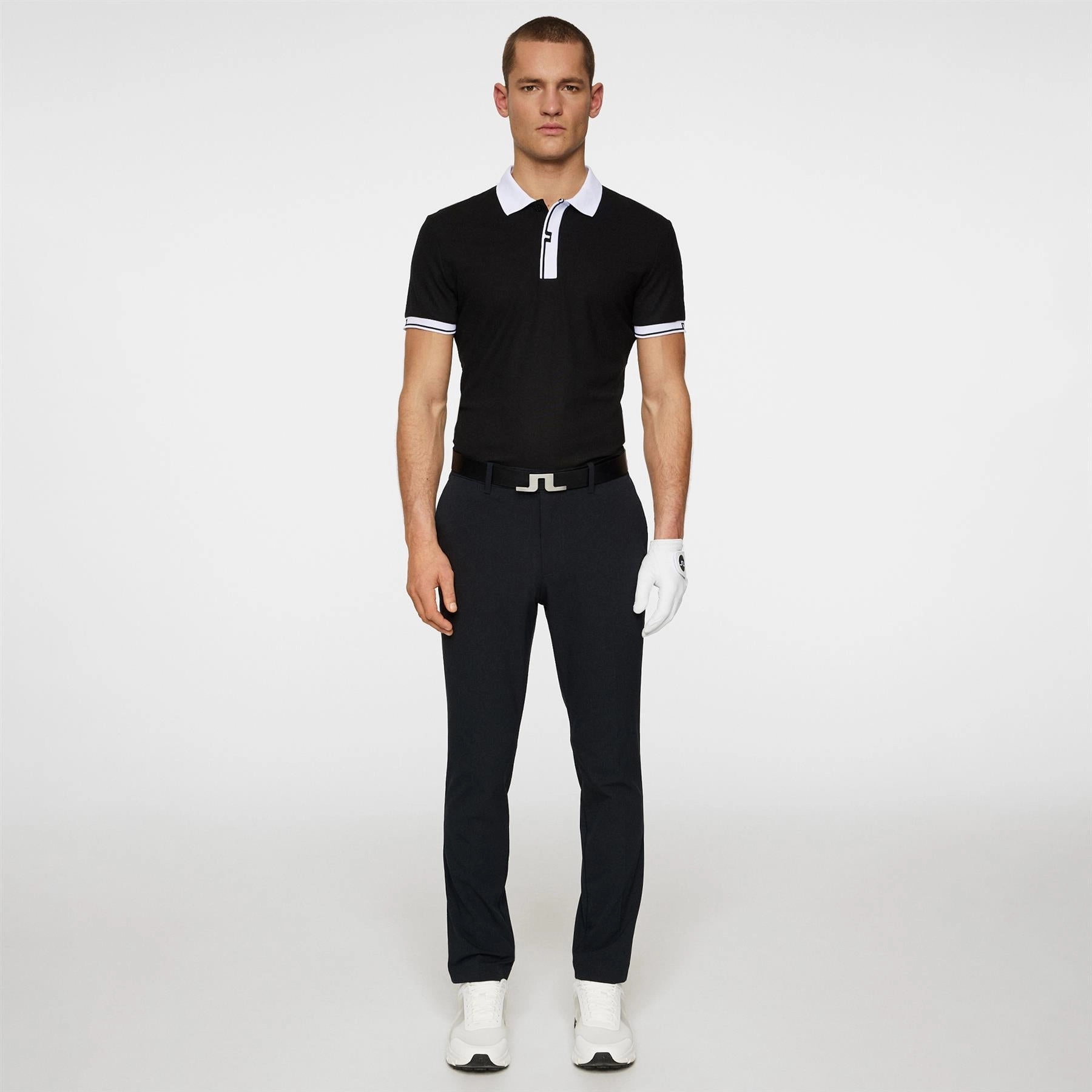 Bay Slim Fit Polo Black J.Lindeberg Golfwear for Men