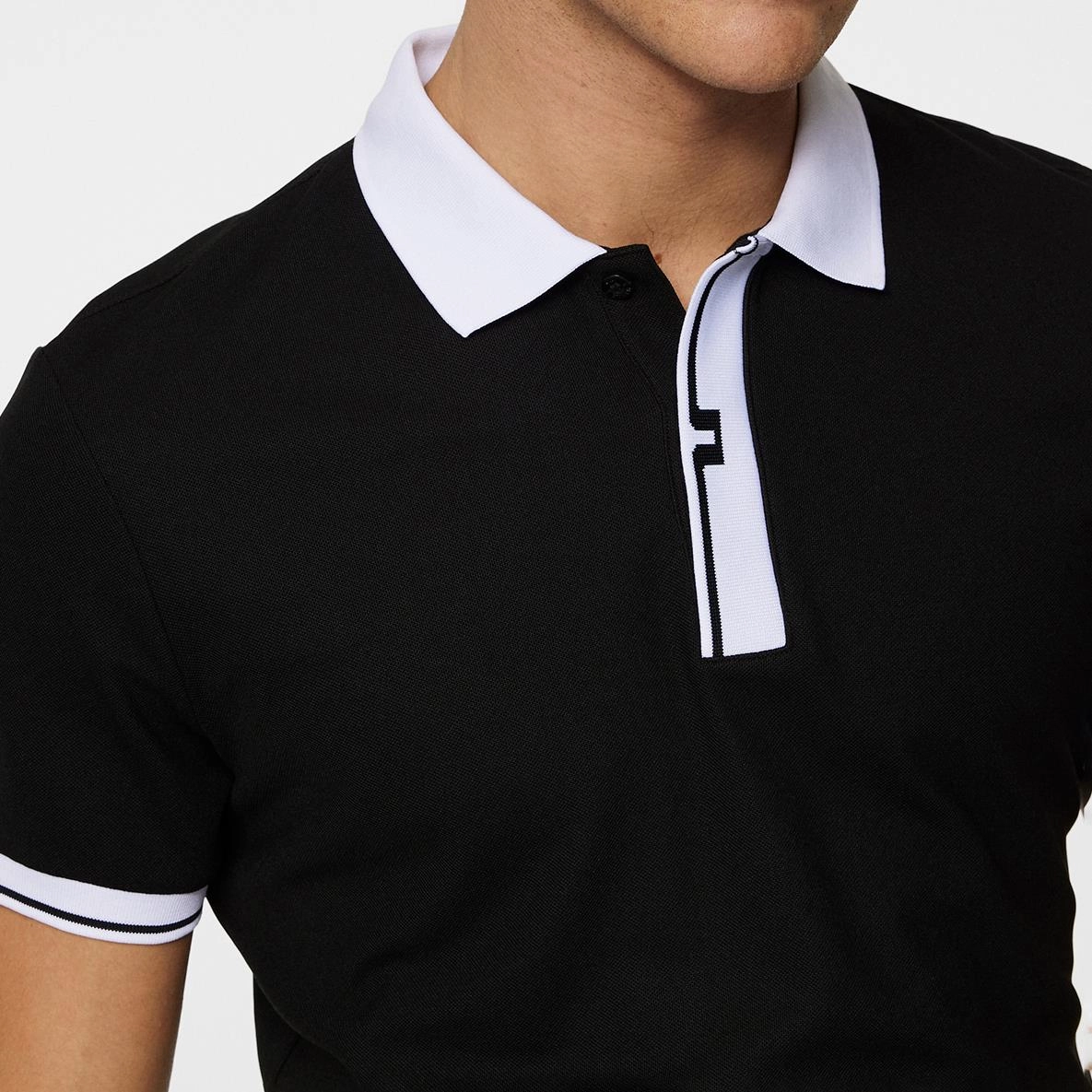 Bay Slim Fit Polo Black J.Lindeberg Golfwear for Men