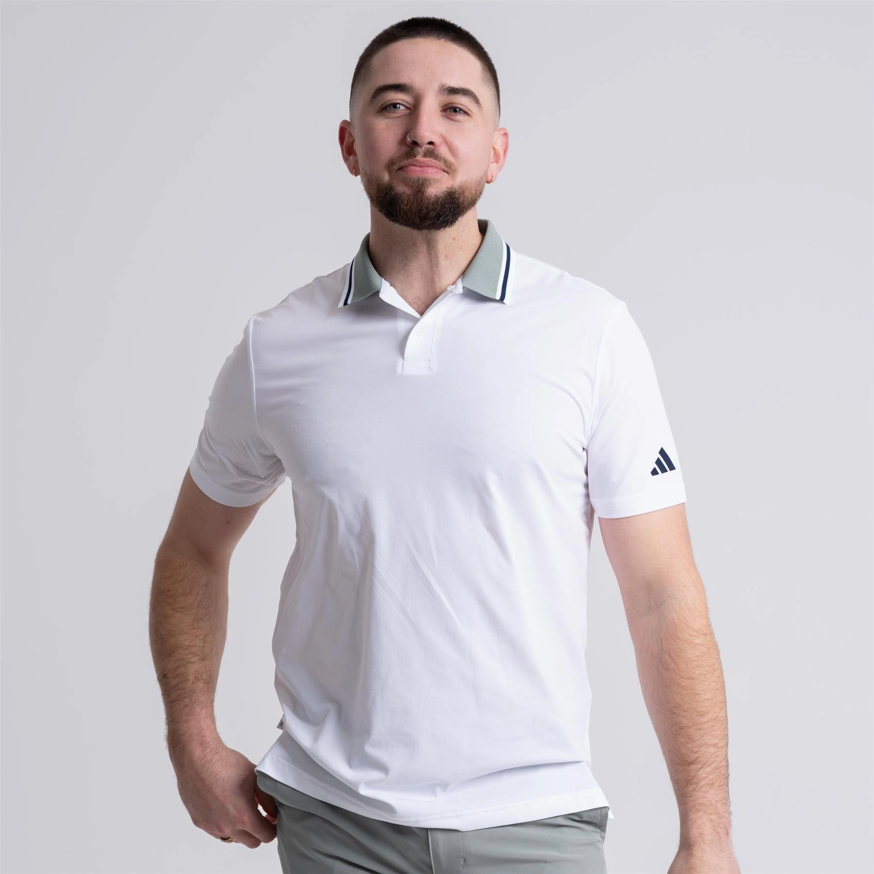Beyond The Course Twistknit Polo White Adidas men's athletic apparel